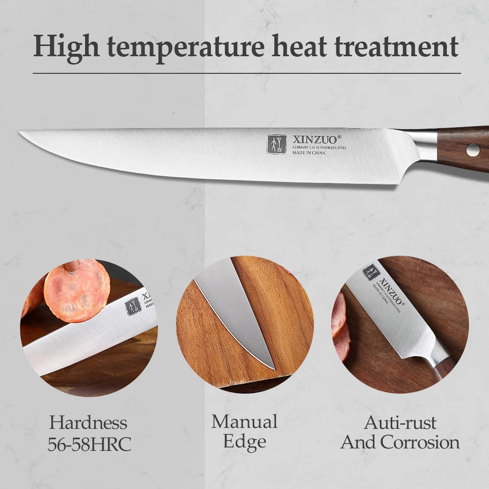 Xinzuo alta qualidade 3.5 + 5 + 8 + 8 + 8 "office utilitário cutelo faca de chef alemanha 1.4116 aço inoxidável 1 peça 5 peças conjuntos de facas de cozinha