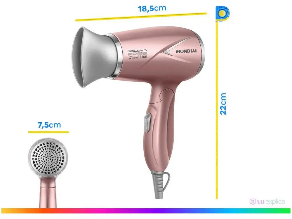 Mondial Hair Dryer Tourmaline Ion Golden - Bivolt