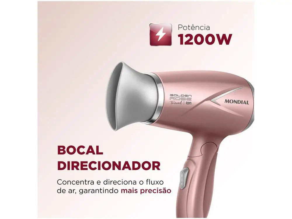 Mondial Hair Dryer Tourmaline Ion Golden - Bivolt