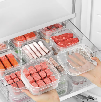 5/1Pcs Plastic Refrigerator Storage Box Transparent Freeze Meat Vegetable Fresh-Keeping Storage Container With Lid For Kitchen